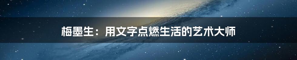 梅墨生:用文字点燃生活的艺术大师