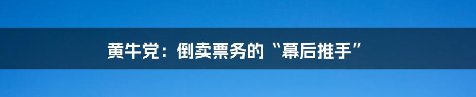 黄牛党：倒卖票务的“幕后推手”