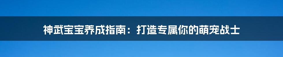 神武宝宝养成指南:打造专属你的萌宠战士