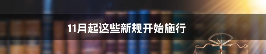 11月起这些新规开始施行