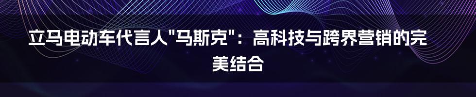 立马电动车代言人"马斯克":高科技与跨界营销的完美结合