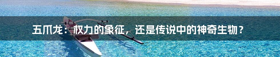 五爪龙:权力的象征,还是传说中的神奇生物?
