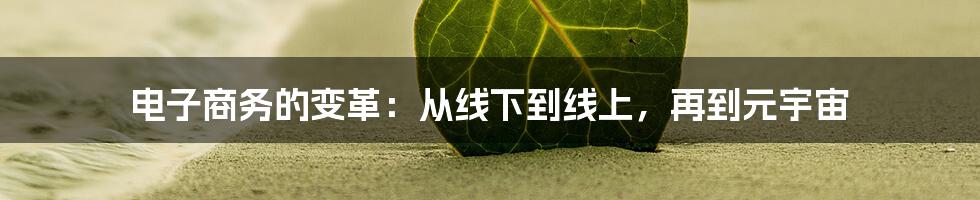 电子商务的变革:从线下到线上,再到元宇宙