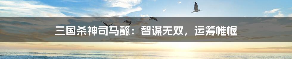 三国杀神司马懿:智谋无双,运筹帷幄