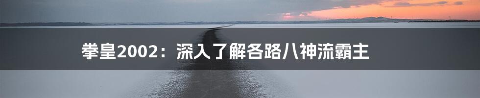 拳皇2002:深入了解各路八神流霸主