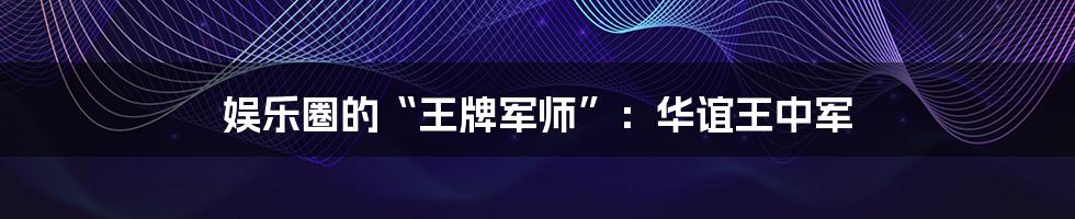 娱乐圈的“王牌军师”:华谊王中军