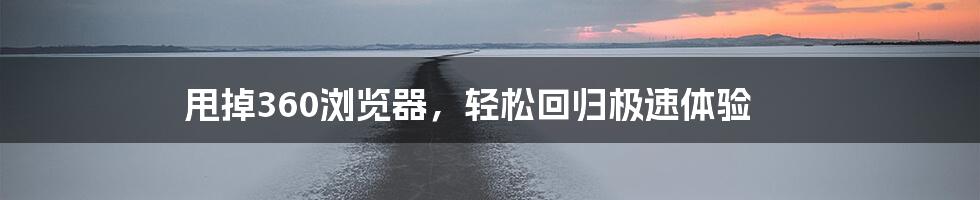 甩掉360浏览器,轻松回归极速体验