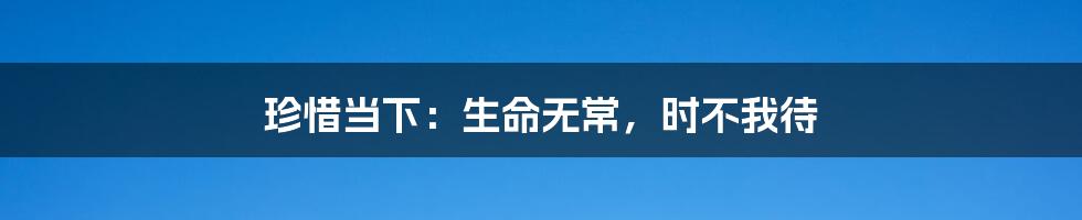 珍惜当下：生命无常，时不我待