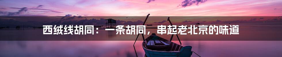 西绒线胡同:一条胡同,串起老北京的味道
