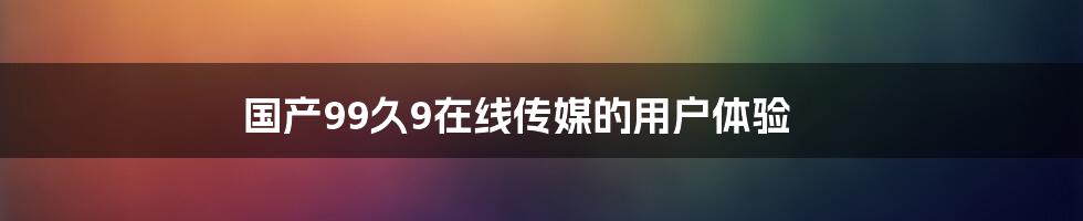 国产99久9在线传媒的用户体验