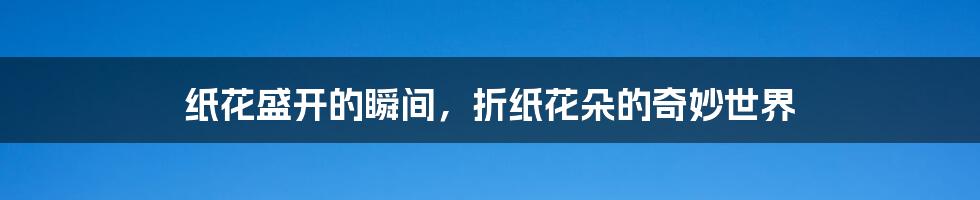 纸花盛开的瞬间,折纸花朵的奇妙世界