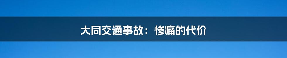 大同交通事故：惨痛的代价