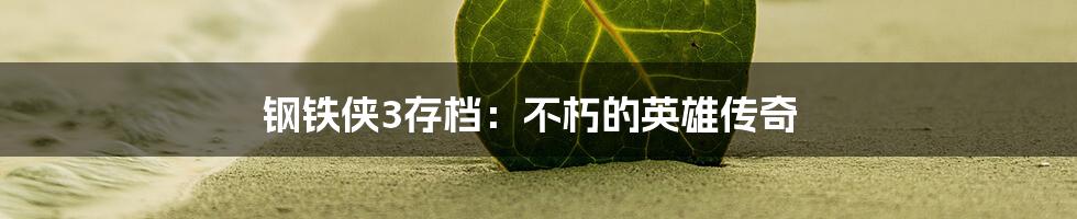 钢铁侠3存档：不朽的英雄传奇