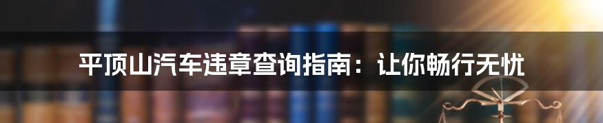 平顶山汽车违章查询指南:让你畅行无忧