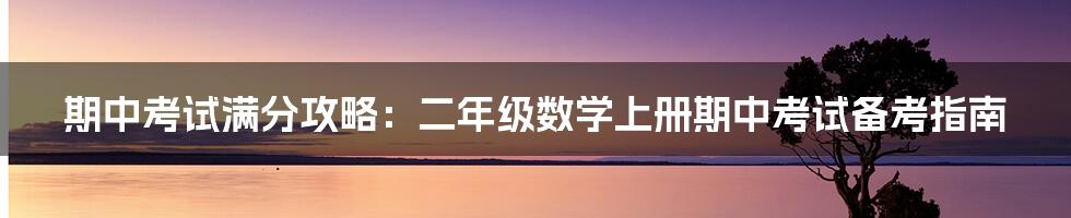 期中考试满分攻略：二年级数学上册期中考试备考指南