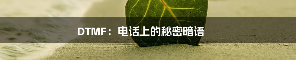 DTMF:电话上的秘密暗语