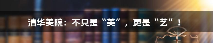 清华美院:不只是“美”,更是“艺”!