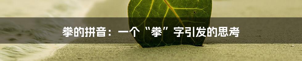 拳的拼音：一个“拳”字引发的思考