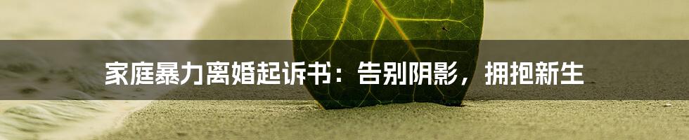 家庭暴力离婚起诉书:告别阴影,拥抱新生