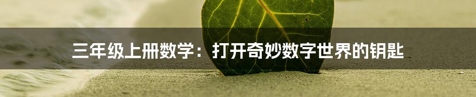 三年级上册数学：打开奇妙数字世界的钥匙