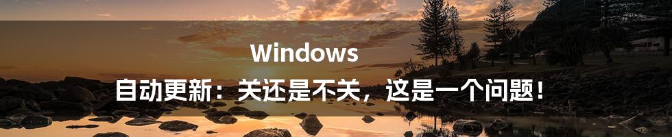 Windows 自动更新:关还是不关,这是一个问题!