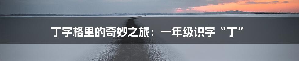 丁字格里的奇妙之旅:一年级识字“丁”