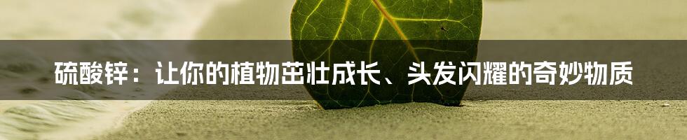 硫酸锌：让你的植物茁壮成长、头发闪耀的奇妙物质