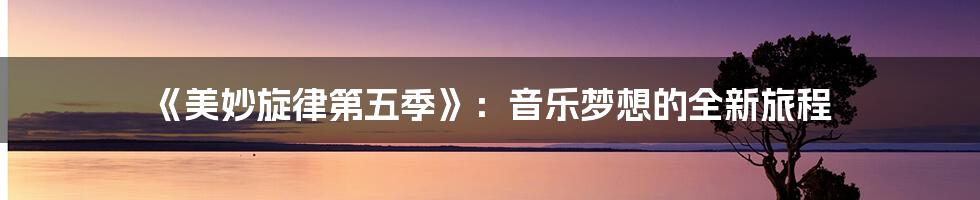 《美妙旋律第五季》：音乐梦想的全新旅程