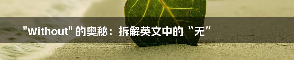 "Without" 的奥秘:拆解英文中的“无”