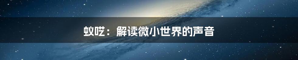 蚁呓:解读微小世界的声音