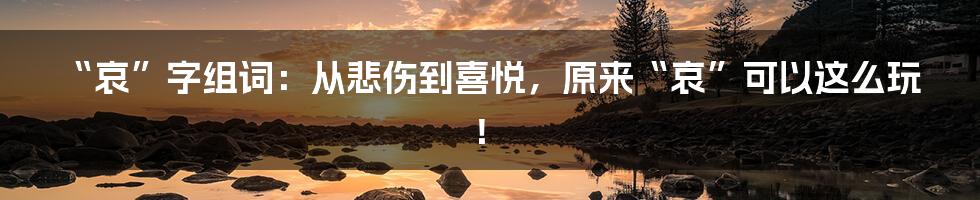 “哀”字组词:从悲伤到喜悦,原来“哀”可以这么玩!