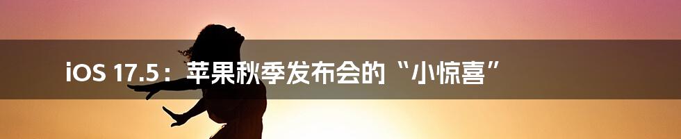 iOS 17.5:苹果秋季发布会的“小惊喜”