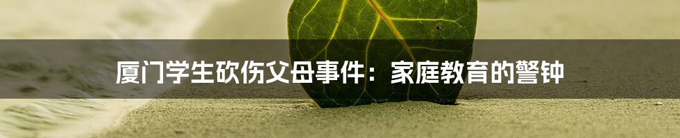 厦门学生砍伤父母事件:家庭教育的警钟