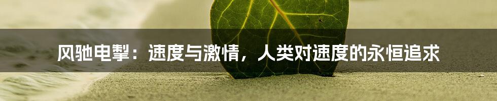 风驰电掣:速度与激情,人类对速度的永恒追求