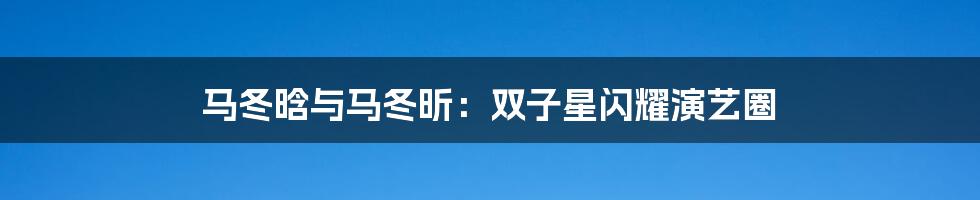 马冬晗与马冬昕:双子星闪耀演艺圈