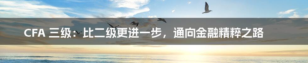 CFA 三级:比二级更进一步,通向金融精粹之路