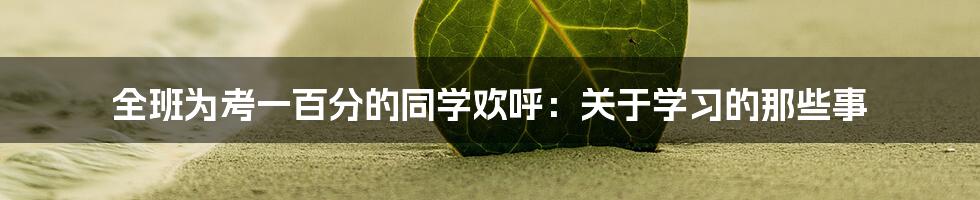 全班为考一百分的同学欢呼:关于学习的那些事