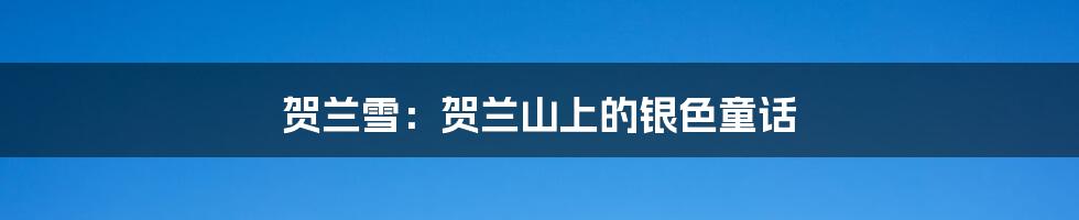 贺兰雪:贺兰山上的银色童话