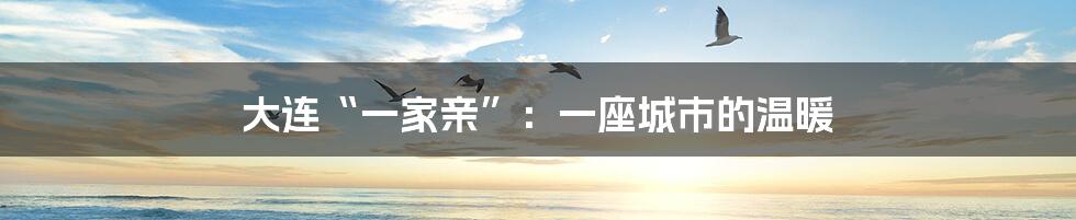 大连“一家亲”:一座城市的温暖
