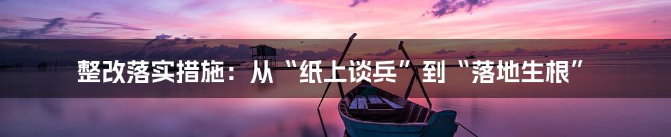 整改落实措施:从“纸上谈兵”到“落地生根”