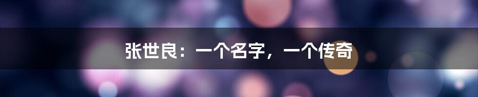 张世良:一个名字,一个传奇