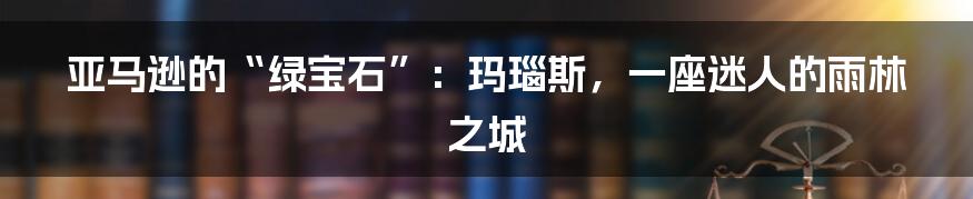 亚马逊的“绿宝石”:玛瑙斯,一座迷人的雨林之城