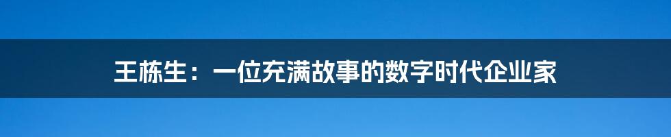 王栋生：一位充满故事的数字时代企业家