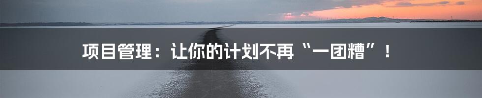 项目管理:让你的计划不再“一团糟”!