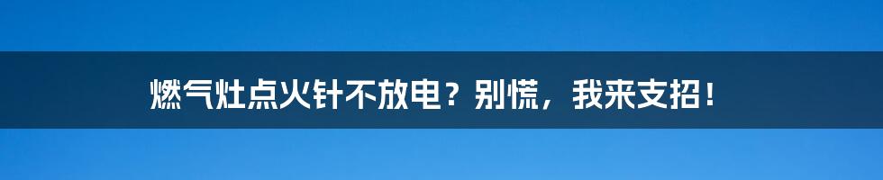 燃气灶点火针不放电？别慌，我来支招！