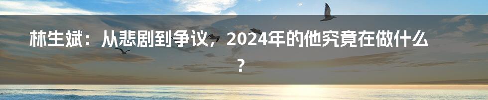 林生斌：从悲剧到争议，2024年的他究竟在做什么？
