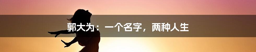 郭大为:一个名字,两种人生