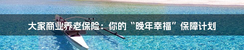 大家商业养老保险：你的“晚年幸福”保障计划
