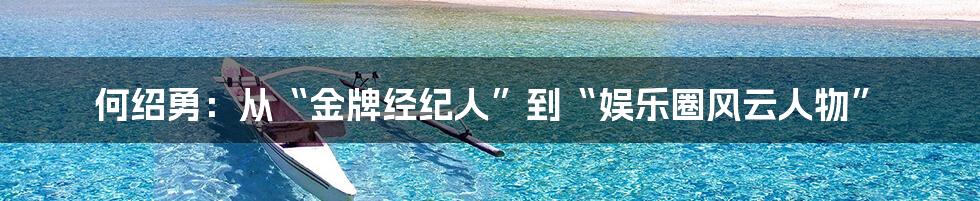 何绍勇:从“金牌经纪人”到“娱乐圈风云人物”