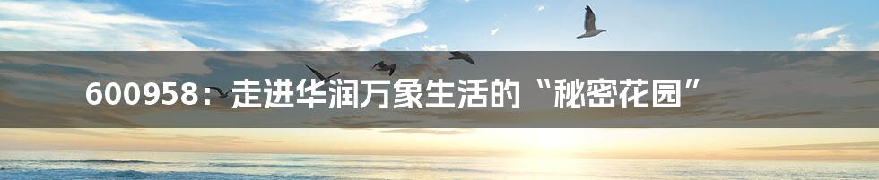 600958:走进华润万象生活的“秘密花园”